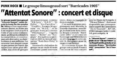 article Attentat Sonore Populaire du Centre